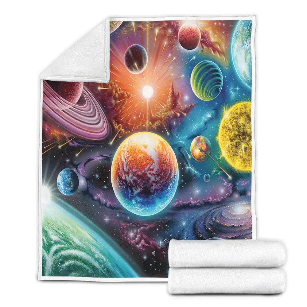 Outer Space Fleece Blanket Gift For Christmas Thanksgiving Halloween