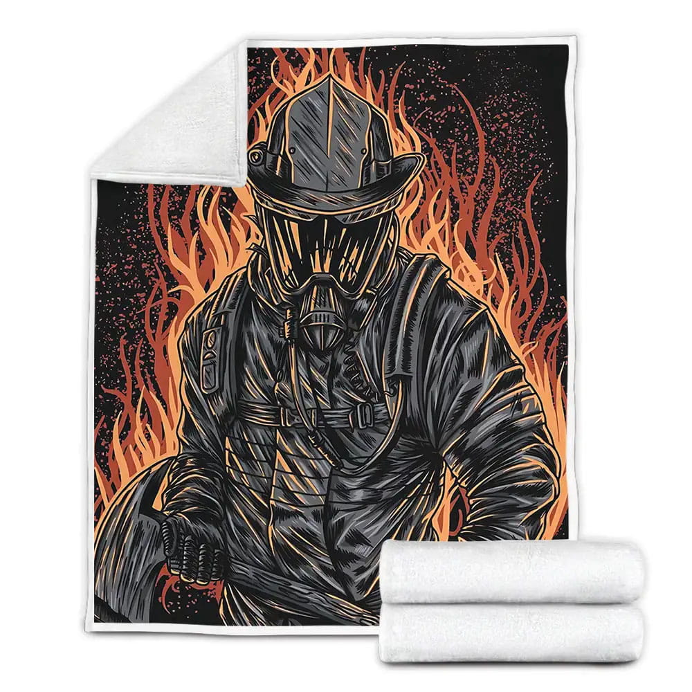Firefighter Fleece Blanket Gift For Christmas Thanksgiving Halloween