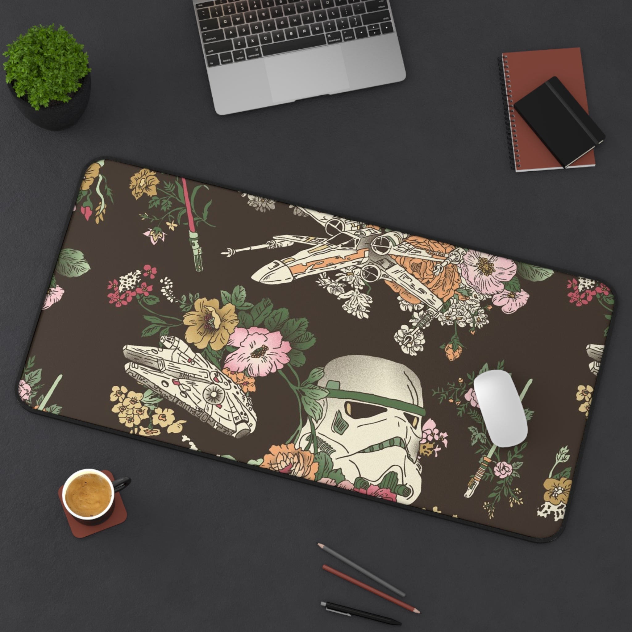 Allleftout Star Wars Flowers Desk Mat, Gaming Keyboard Mat, Mousepad Large, Xxl Extended Deskpad Mouse Pad