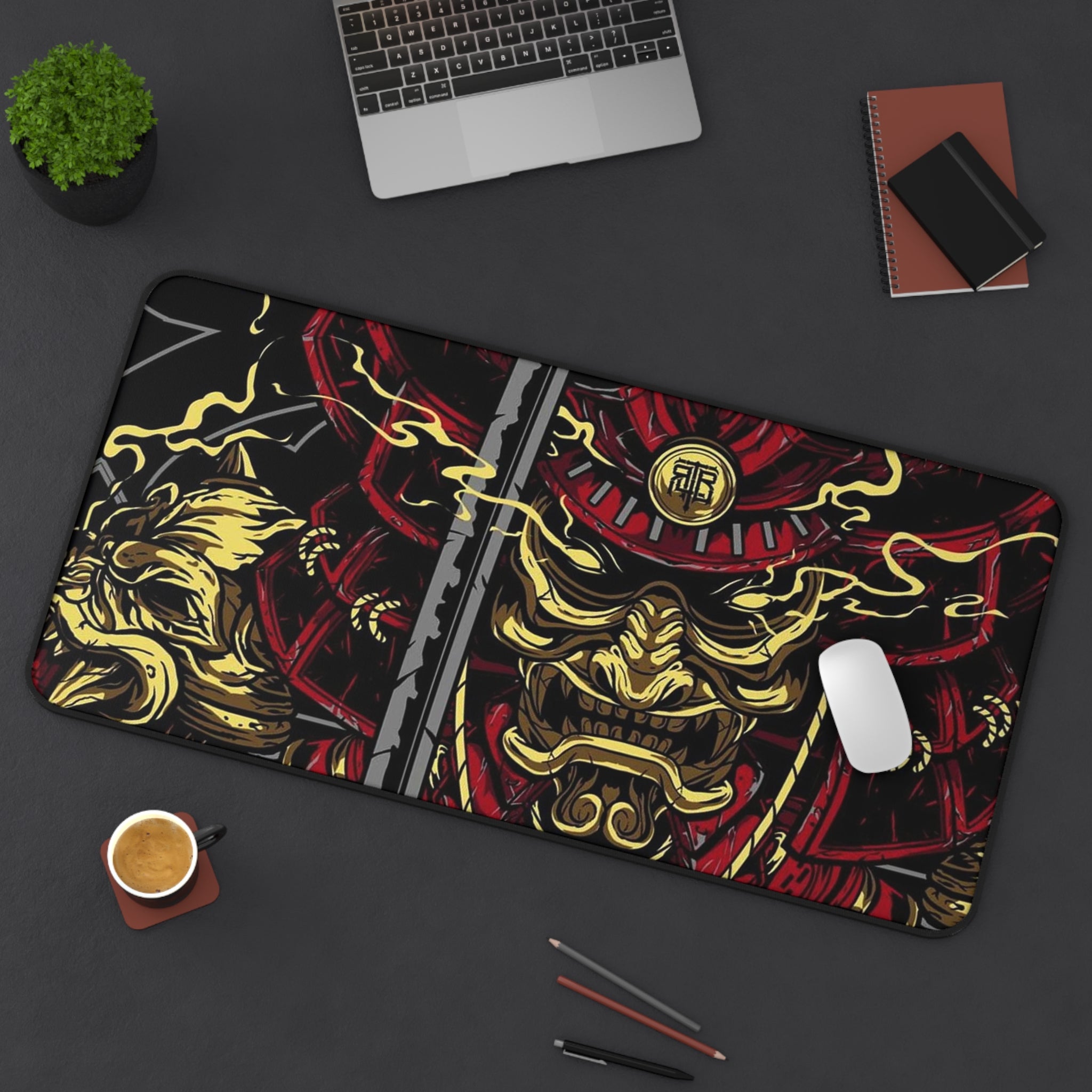 Allleftout Samurai Desk Mat, Deskmat Xl, Gaming Keyboard Matt, Mousepad Large, Xxl Extended Deskpad Mouse Pad, Large Gaming Mousepad