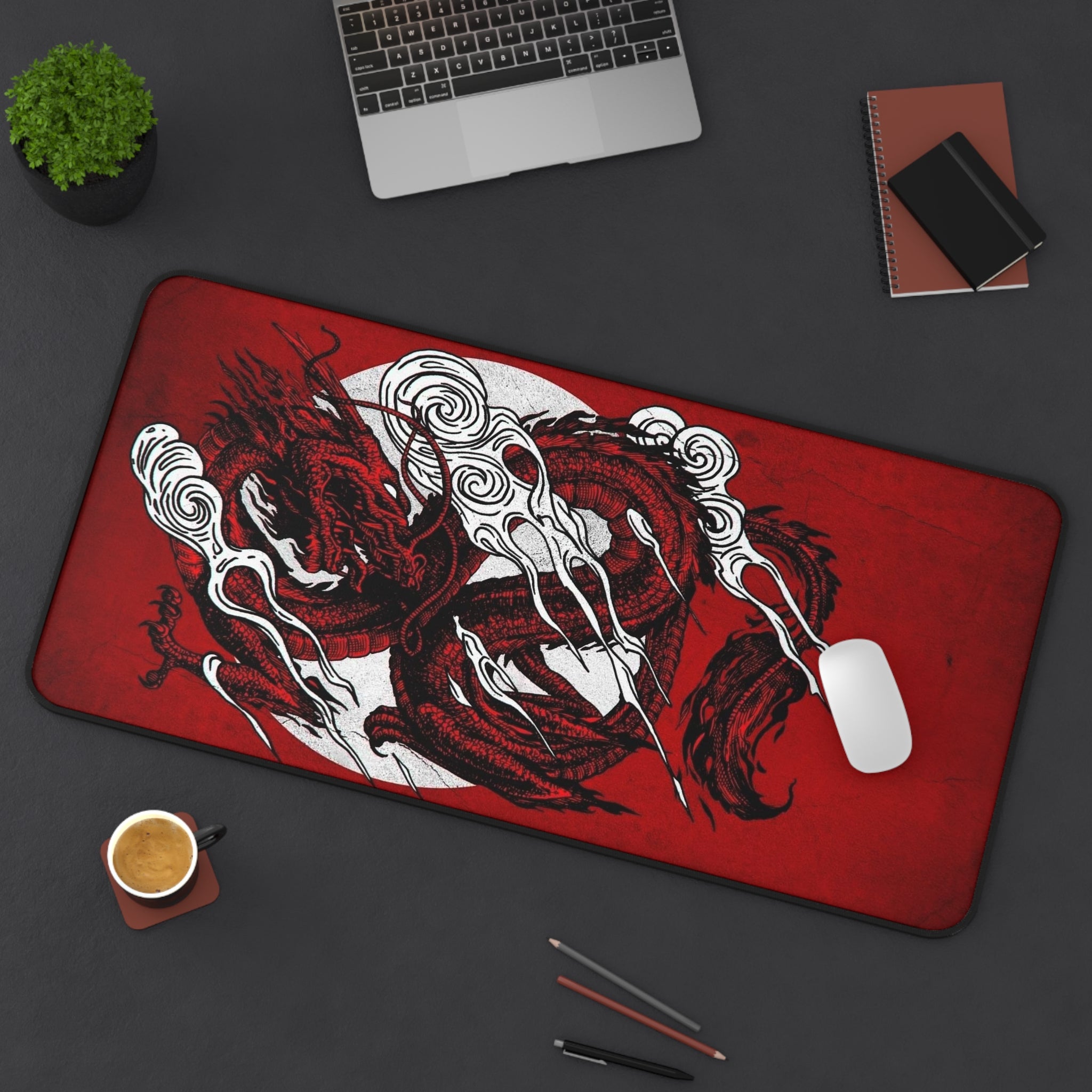 Allleftout Red Dragon Desk Mat, Deskmat Xl, Gaming Keyboard Matt, Mousepad Large, Xxl Extended Deskpad Mouse Pad, Large Gaming Mousepad