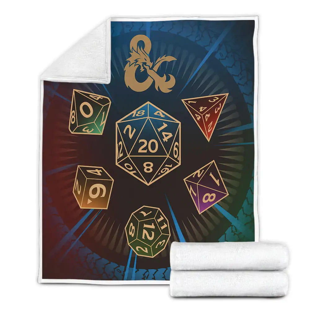 Dnd Dice Art Dice Set Blue Fleece Blanket Gift For Wife Husband Besties