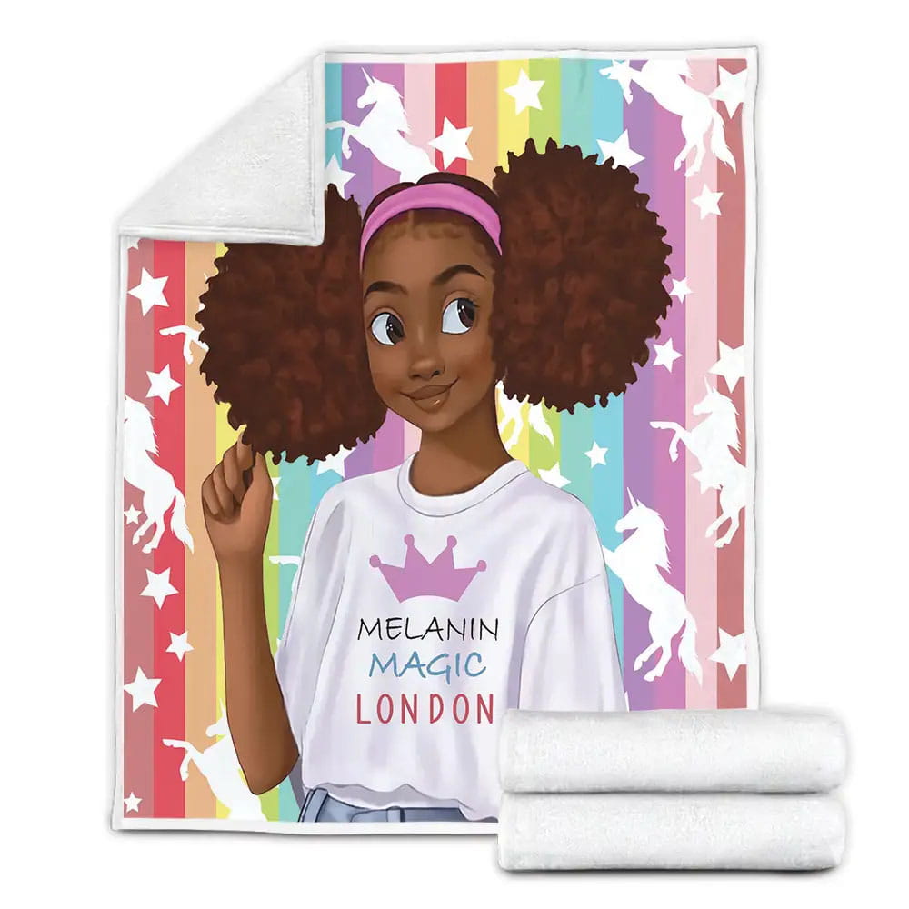 Black Girl Magic Melanin Custom Name Fleece Blanket Perfect 