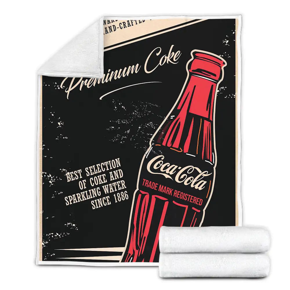 Coca-Cola Premium Coke Vintage Poster Fleece Blanket Perfect 