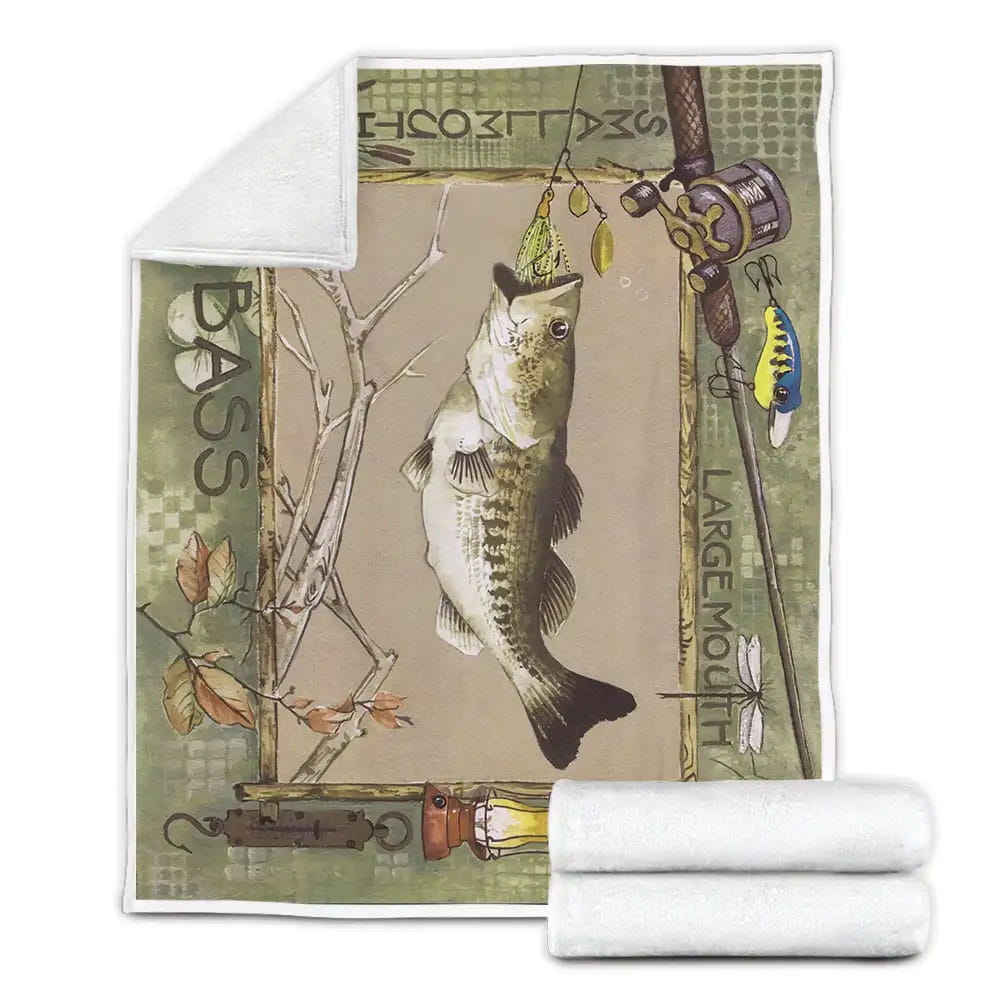 Bass Fishing Large Mouth Small Mouth Fleece Blanket Perfect 