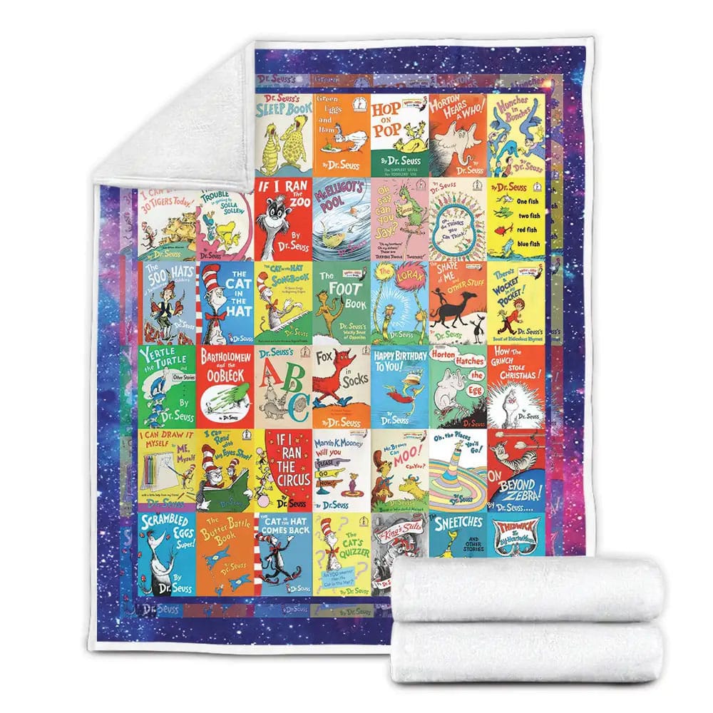 Dr. Seuss Books Everywhere Fleece Blanket Gift For Wife Husband Besties