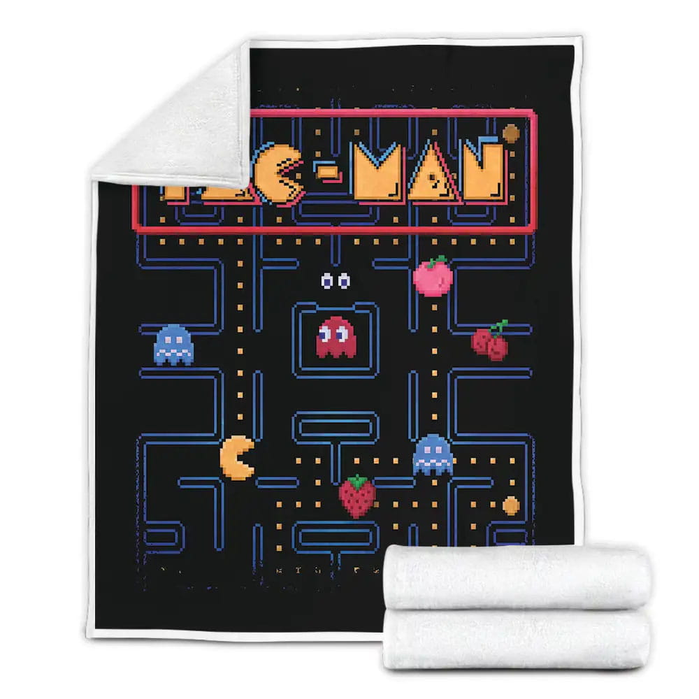 Original Pac-Man Video Game Fleece Blanket Gift For Wife Husband Besties