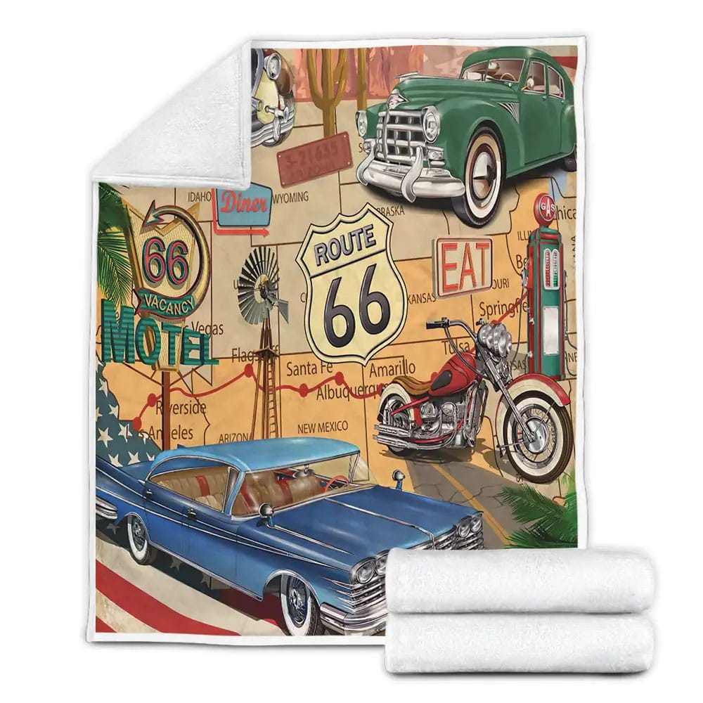 Route 66 Map Fleece Blanket Gift For Christmas Thanksgiving Halloween