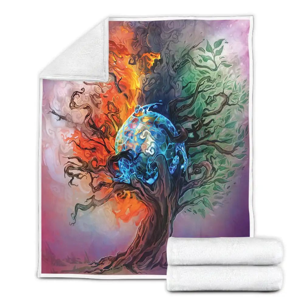 Tree Of Life Fleece Blanket Gift For Christmas Thanksgiving Halloween