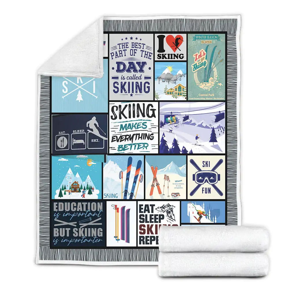 Skiing Day Is Called Skiing Fleece Blanket Gift For Wife Husband Besties
