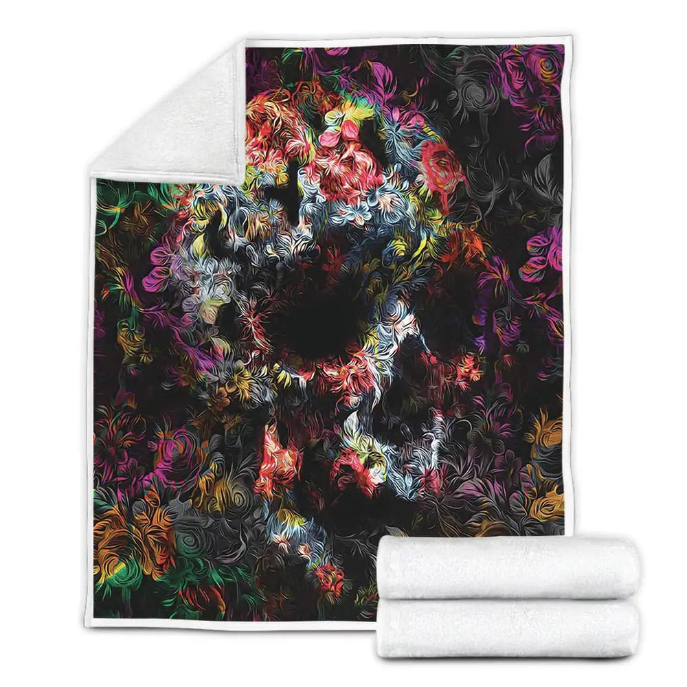 Skull Fleece Blanket Gift For Birthday Halloween Christmas Thanksgiving