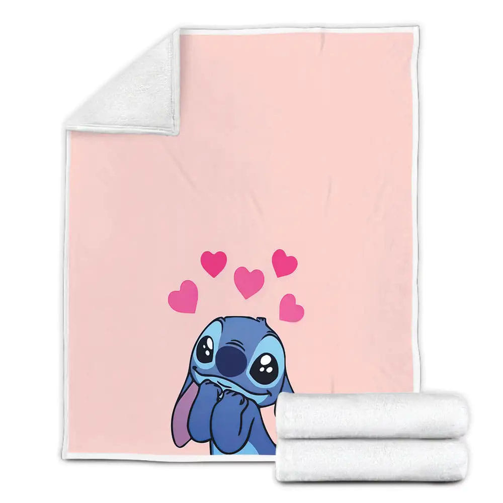 Lilo And Stitch Happy Stitch In Love Fleece Blanket Perfect 