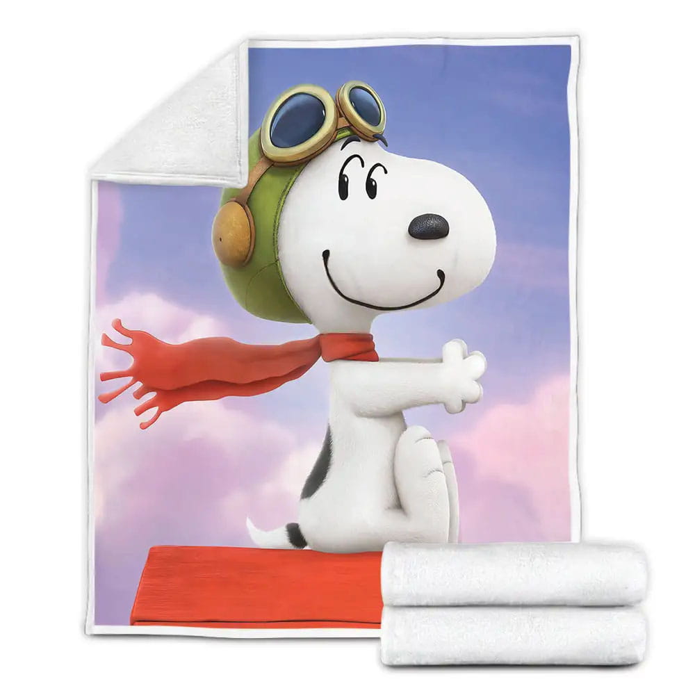 Peanuts Snoopy In Pilot Hat Fleece Blanket Gift For Wife Husband Besties