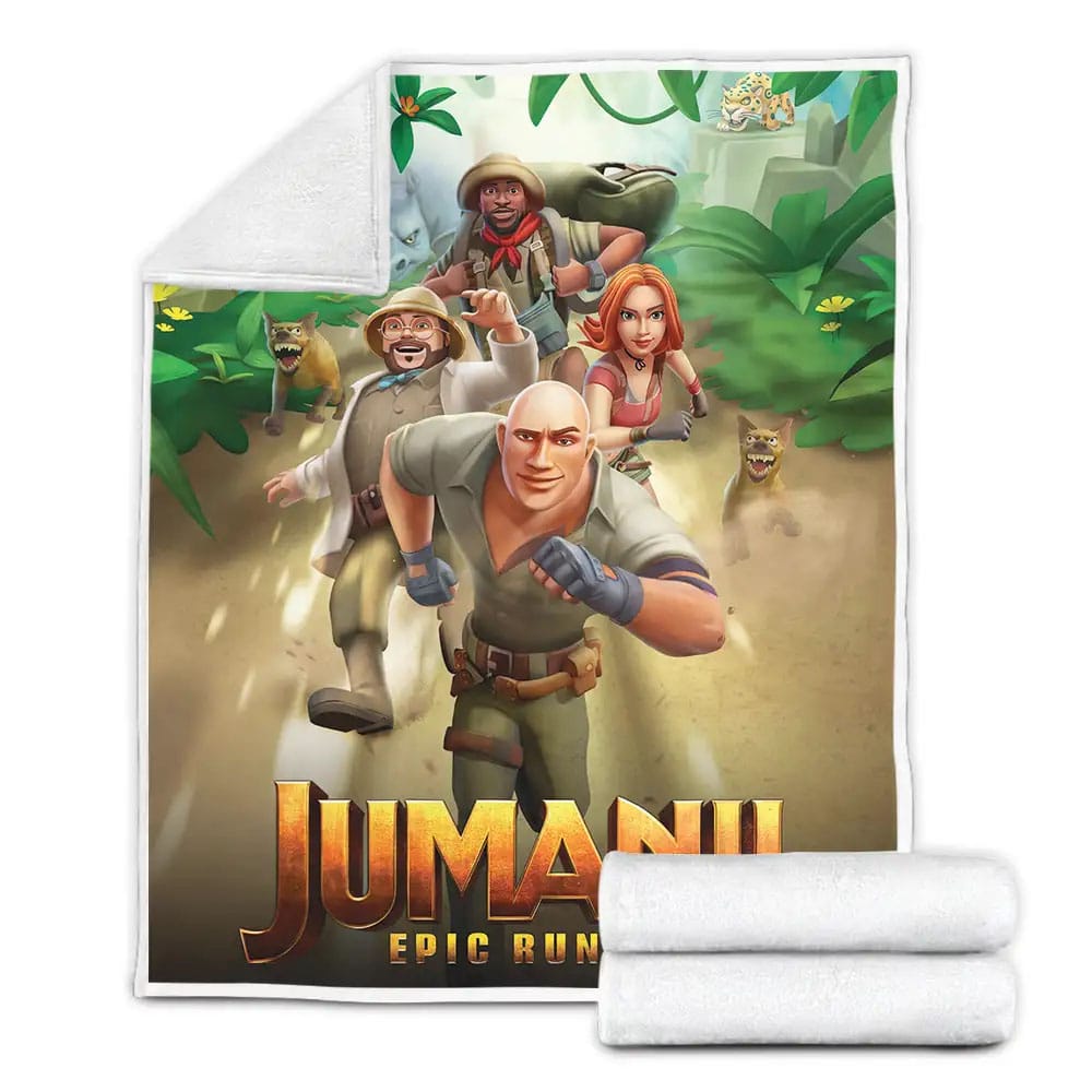Jumanji Epic Run Animated Game Poster Fleece Blanket Perfect 