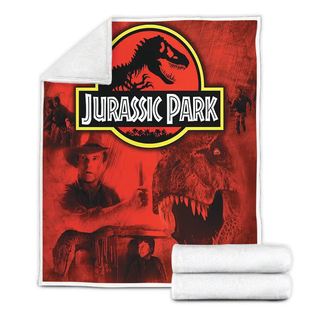 Jurassic Park Movie Red Filter Poster Fleece Blanket Perfect 