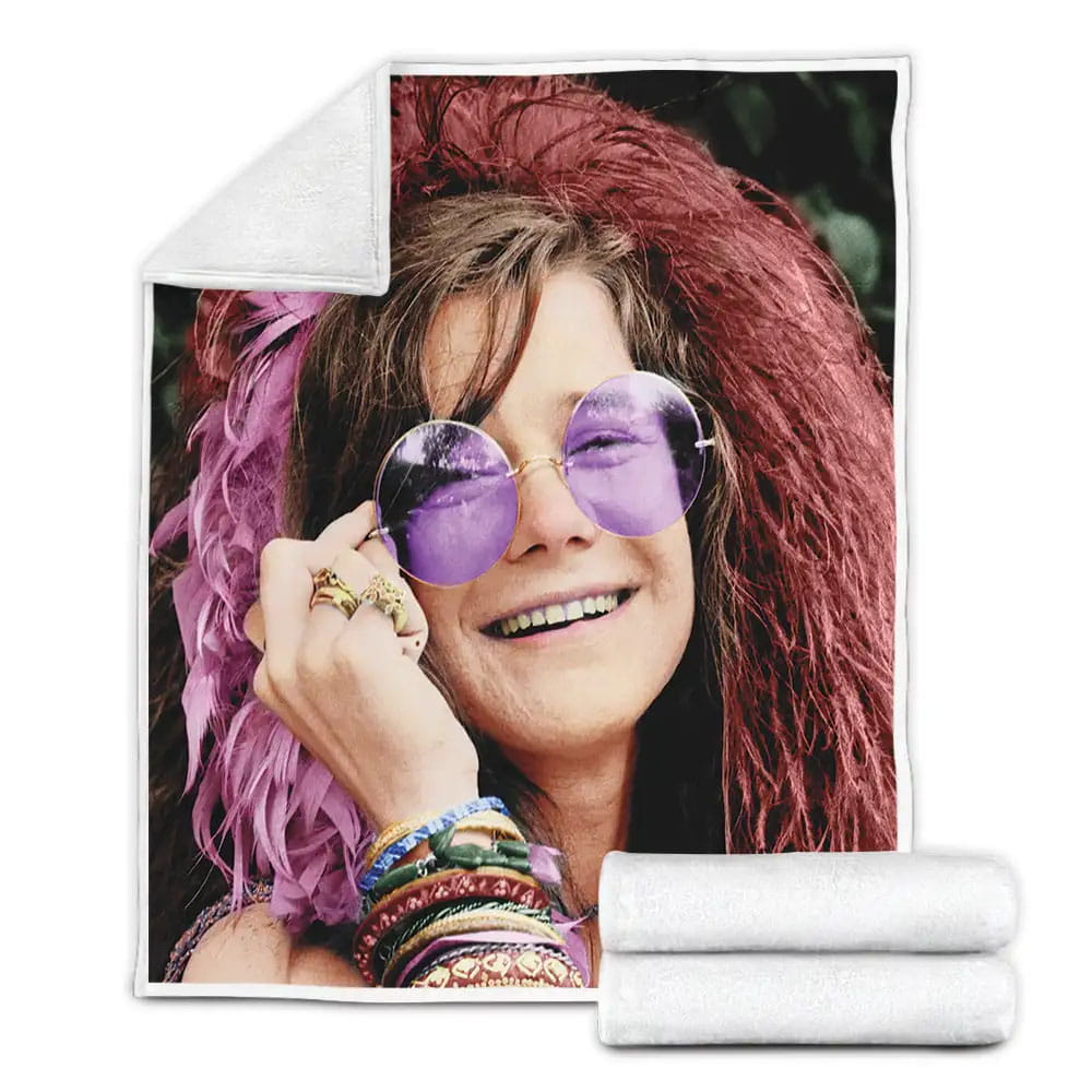 Janis Joplin Fleece Blanket Gift For Christmas Thanksgiving Halloween