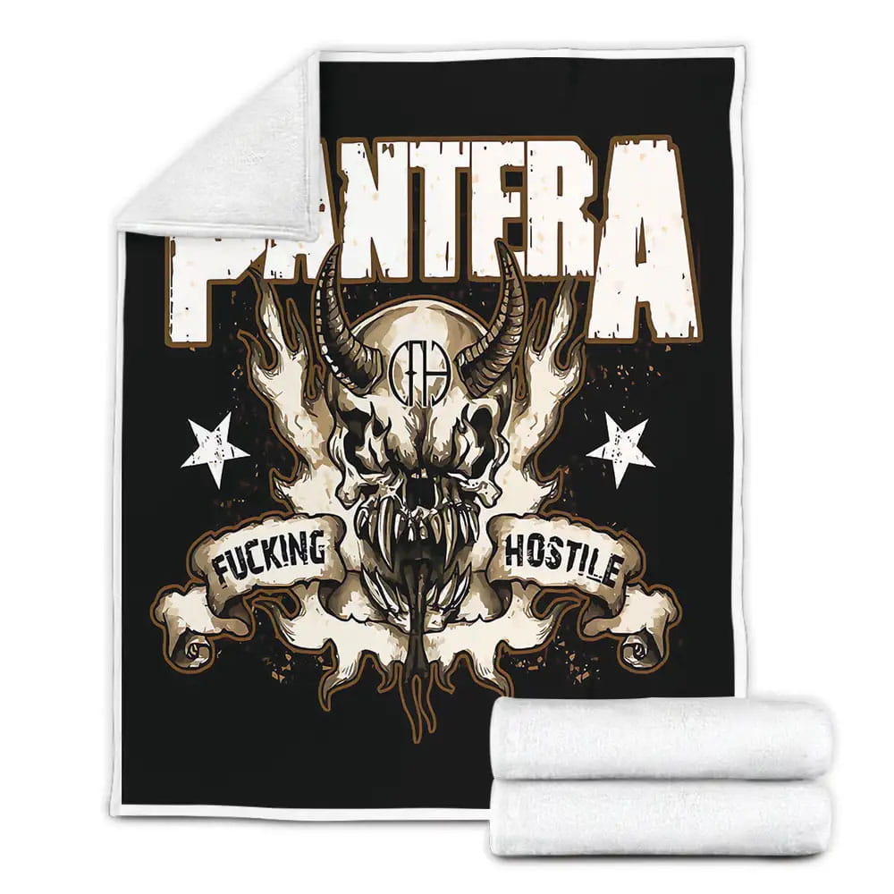 Pantera Hostile Devil Skull Fleece Blanket Gift For Wife Husband Besties