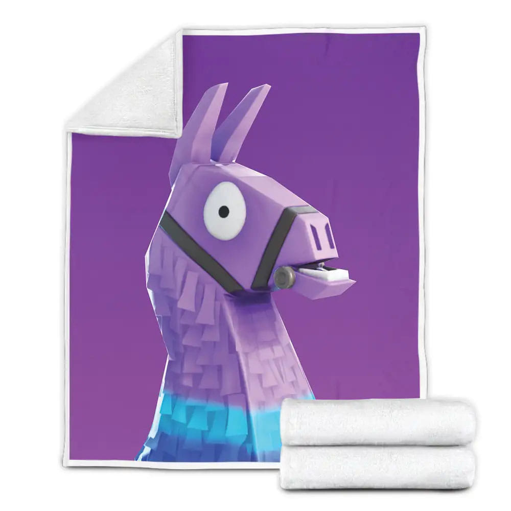 Fortnite Funny Amazed Llama On Purple Fleece Blanket Perfect 