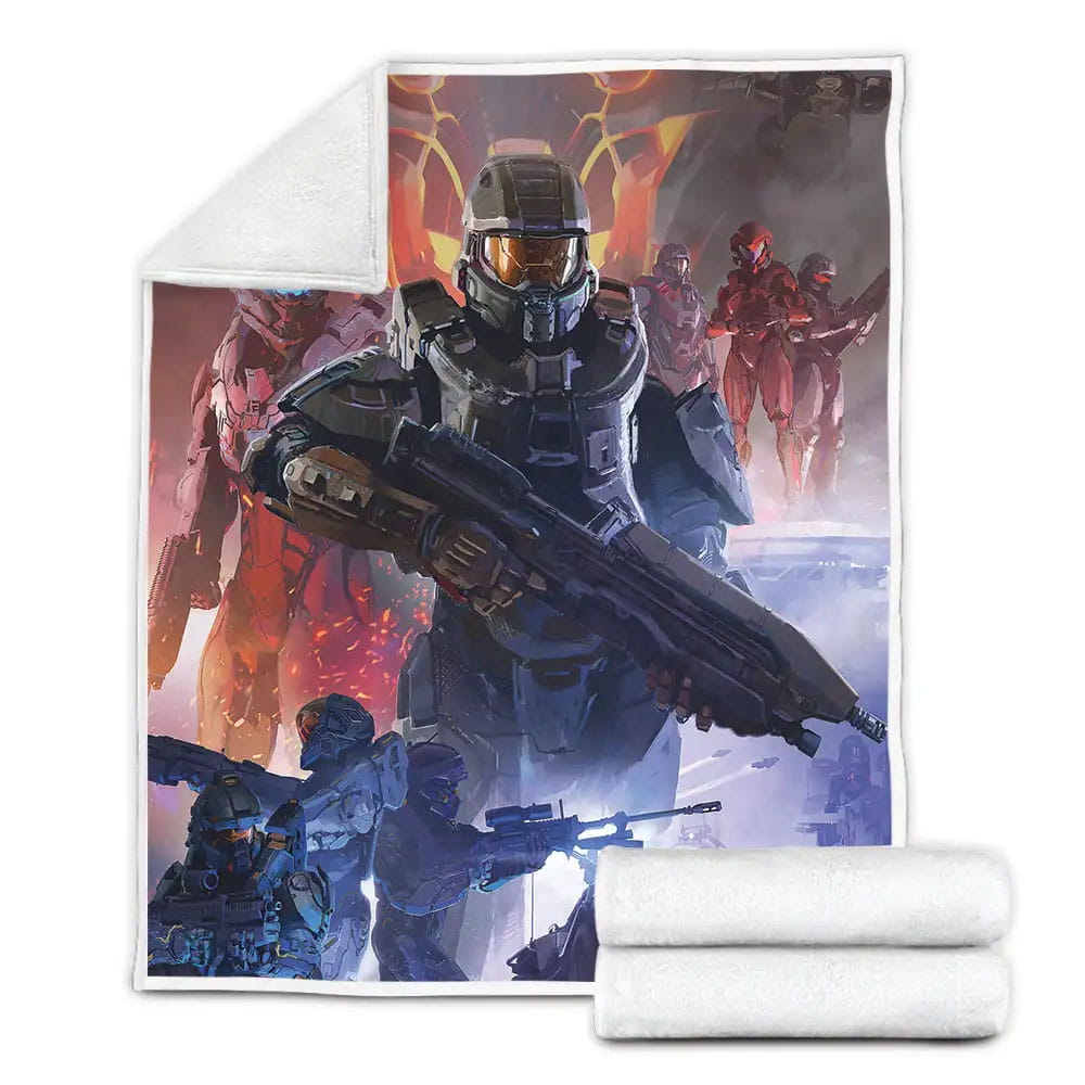 Halo Master Chief Guardians Fleece Blanket Gift For Wife Husband Besties