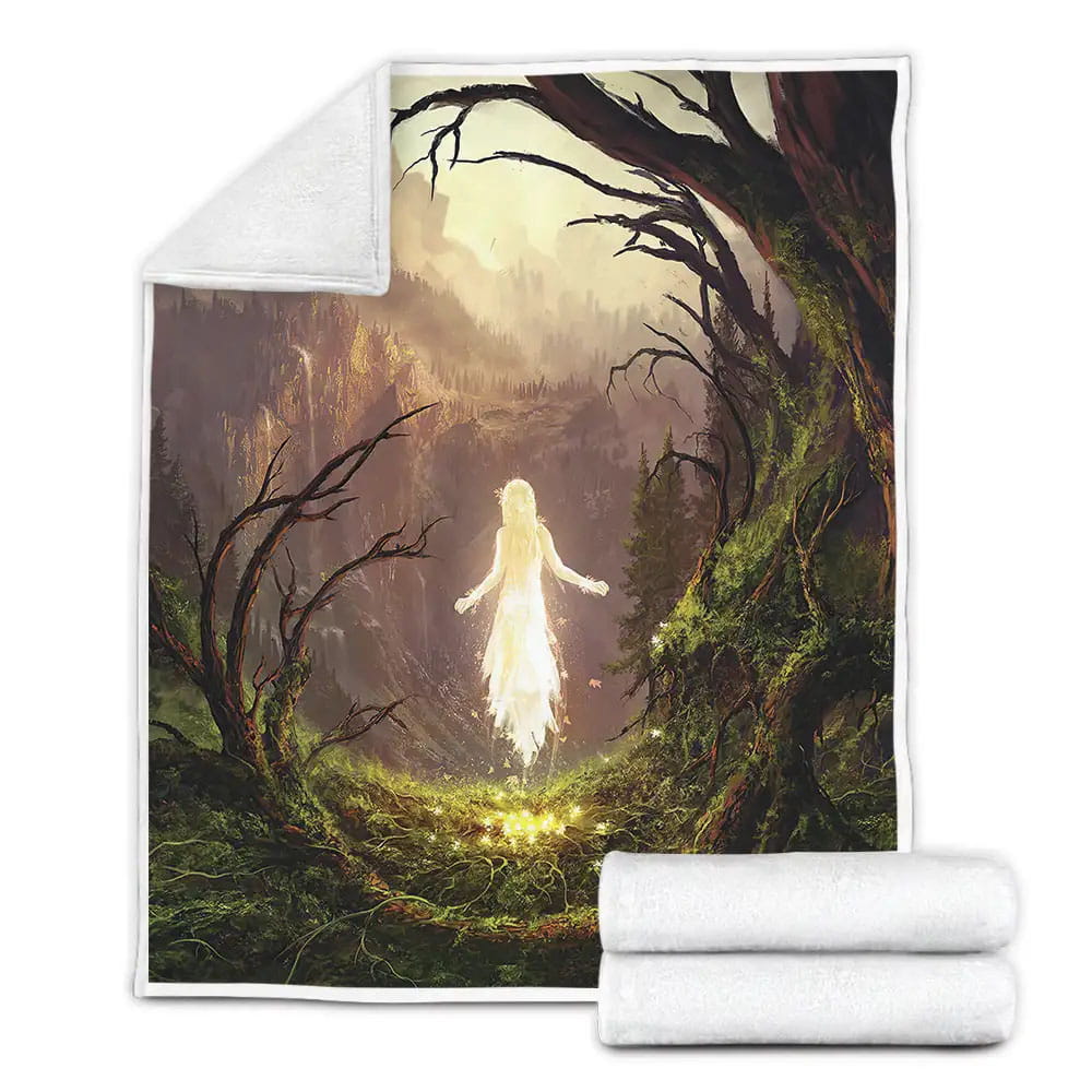 Glowing Fairy In The Forest Fleece Blanket Gift For Wife Husband Besties