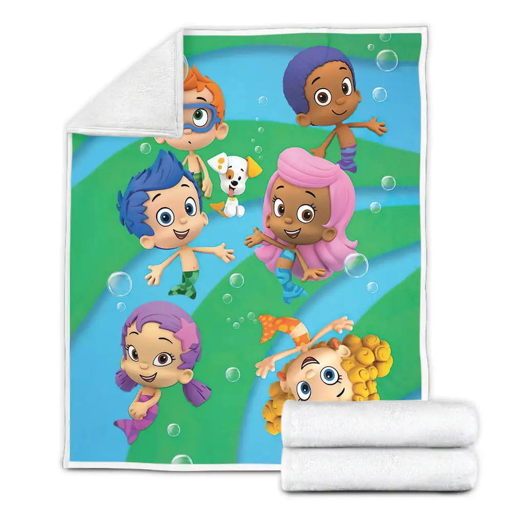 Bubble Guppies Group Poster Fleece Blanket Gift For Wife Husband Besties