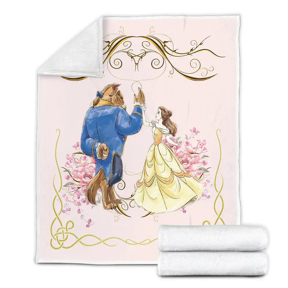 Beauty And The Beast Luxury Fleece Blanket Gift For Wife Husband Besties