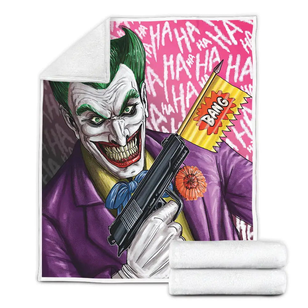 The Joker With A Fake Pistol Fleece Blanket Gift For Wife Husband Besties