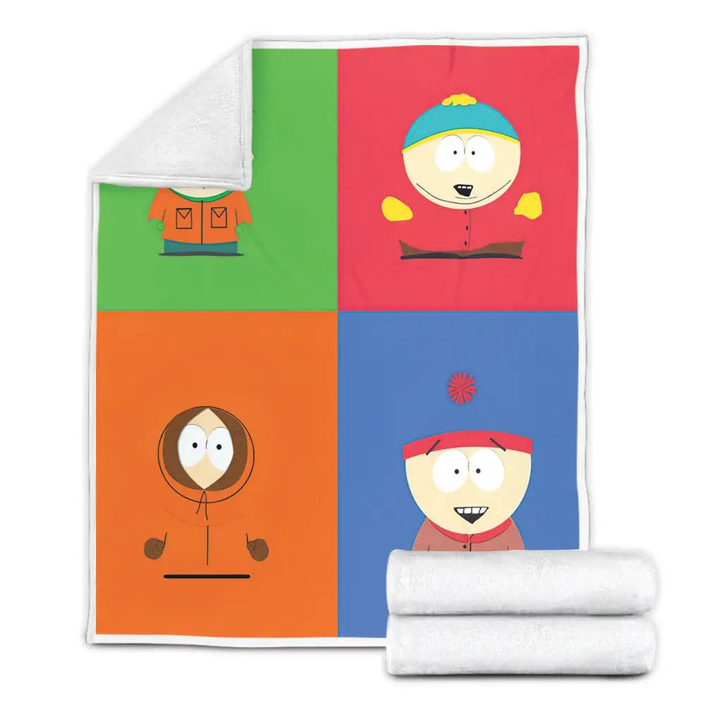 South Park 4 Main Characters Split Art Fleece Blanket Perfect 