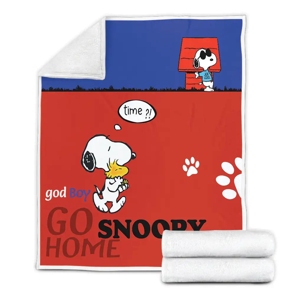 Snoopy Fleece Blanket Gift For Birthday Halloween Christmas Thanksgiving