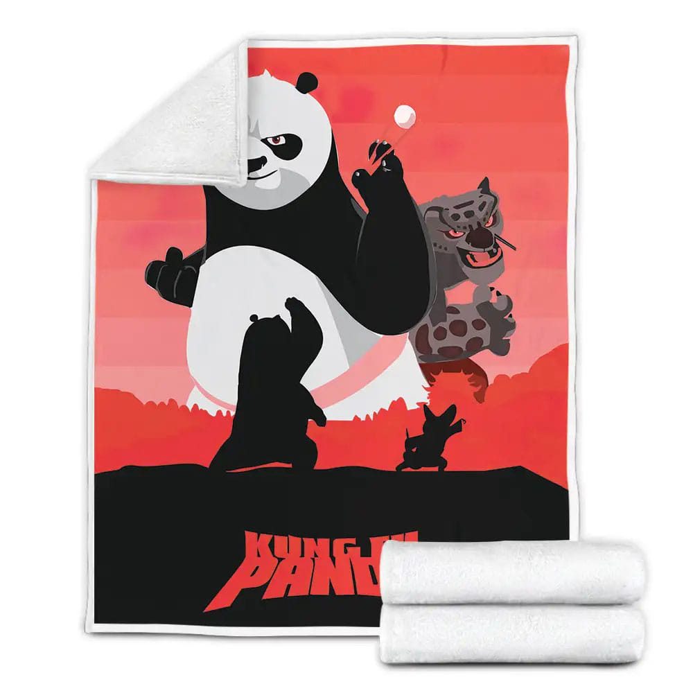 Kung Fu Panda Red Background Fleece Blanket Gift For Wife Husband Besties