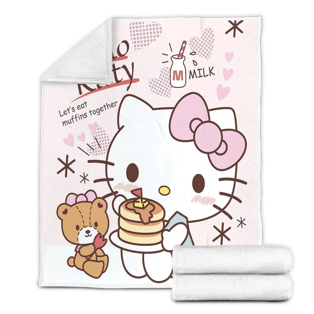 Hello Kitty Lets Eat Muffins Together Fleece Blanket Perfect 