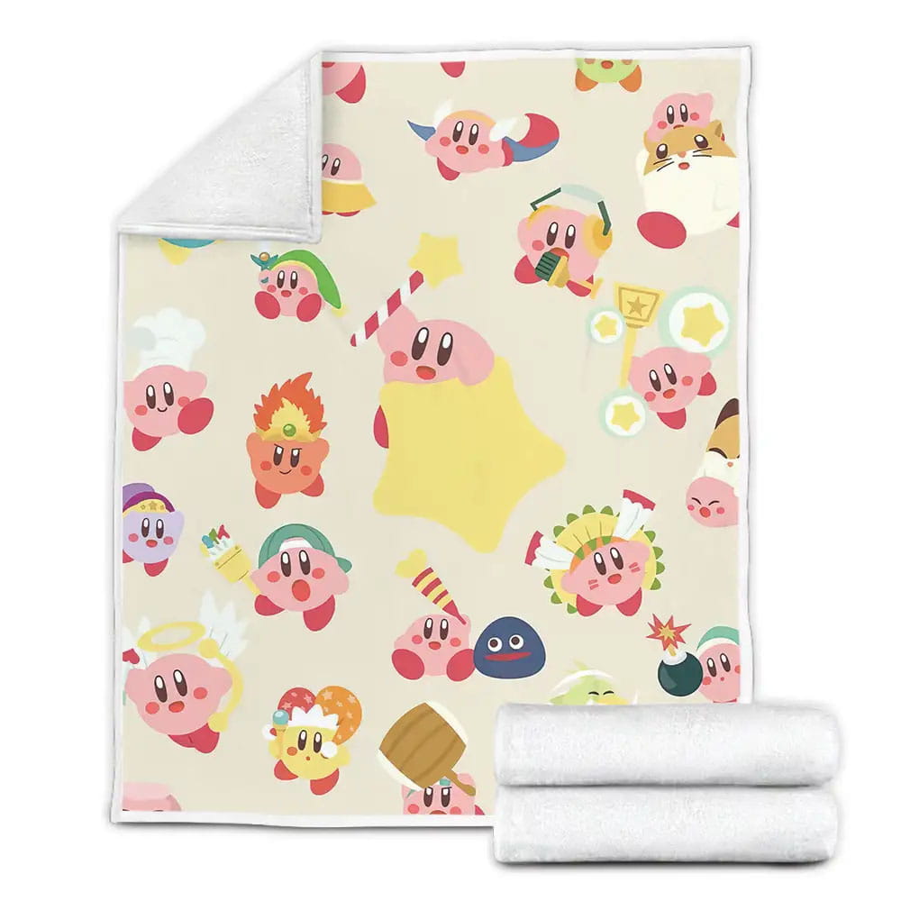 Kirby Different Sides Of Kirby Pattern Fleece Blanket Perfect 