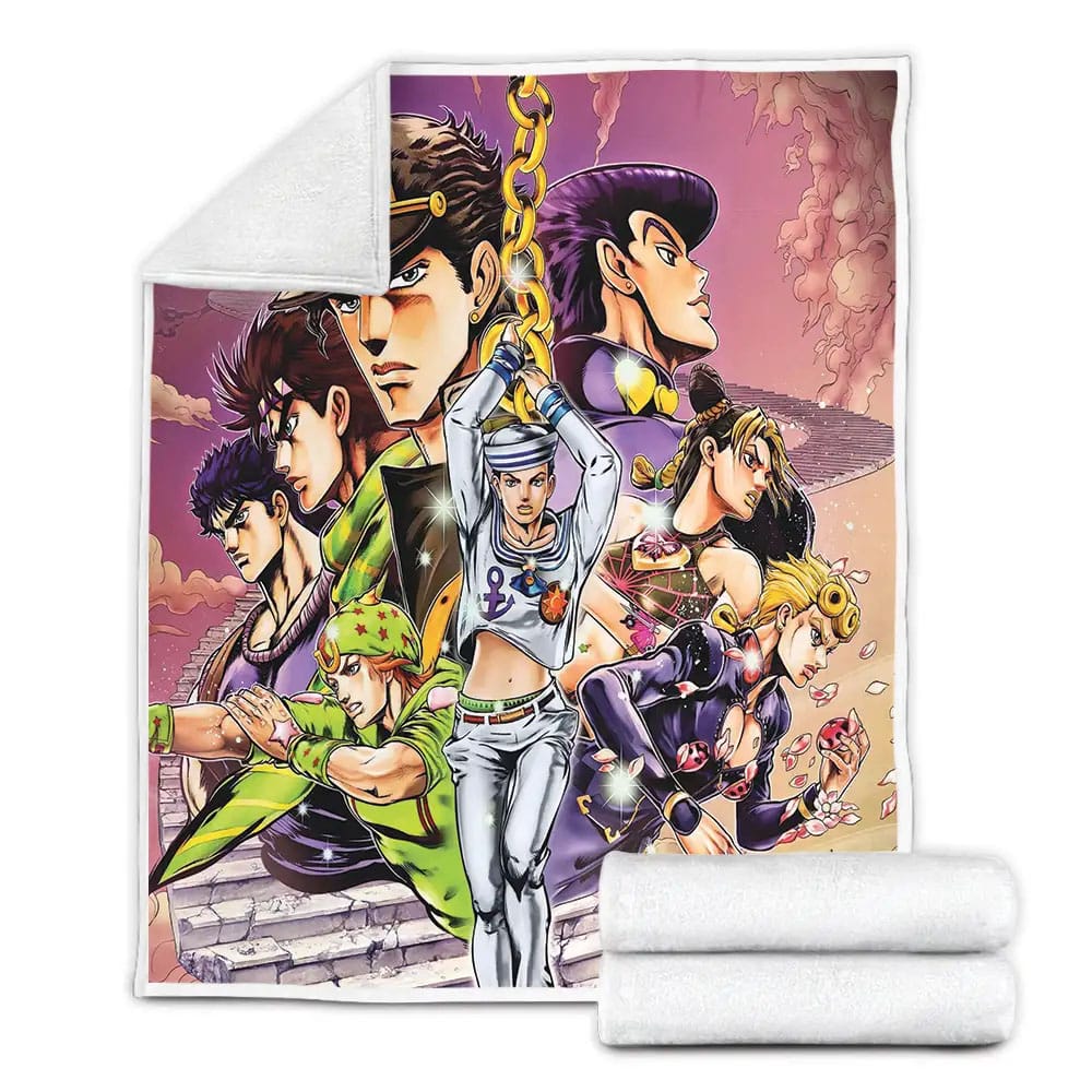Jojo Bizarre Adventure Poses Fleece Blanket Gift For Wife Husband Besties