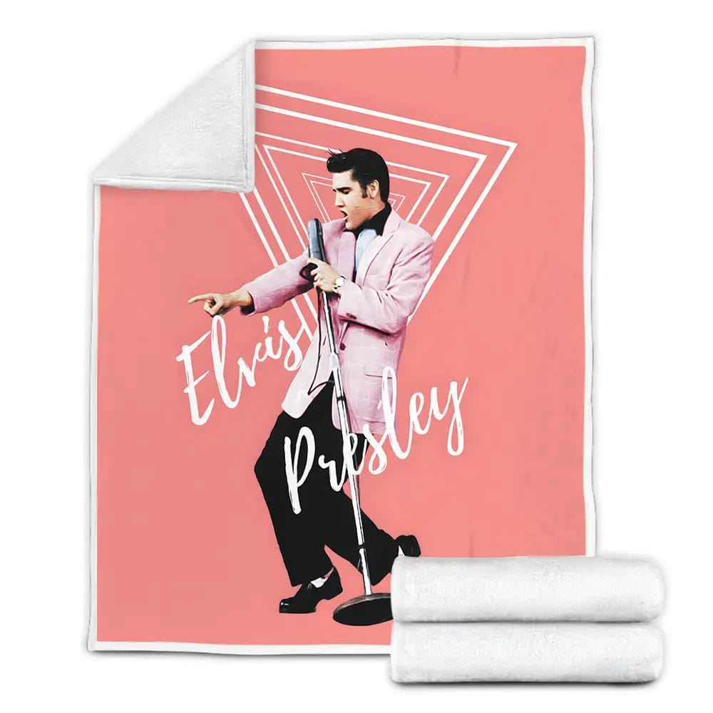 Elvis Presley Performing In Pink Theme Fleece Blanket Perfect 