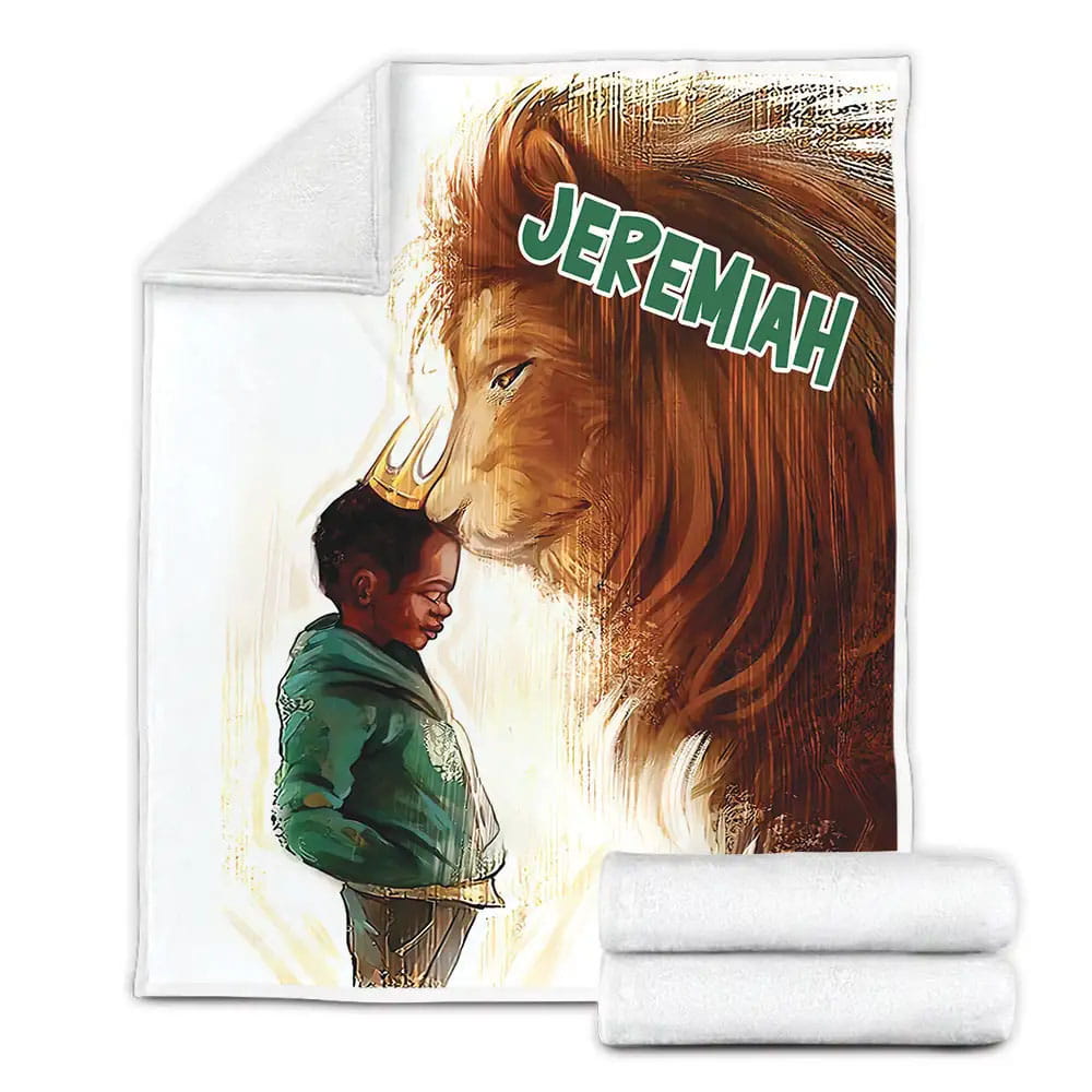Black Boy Lion King Afro Boy Fleece Blanket Gift For Wife Husband Besties