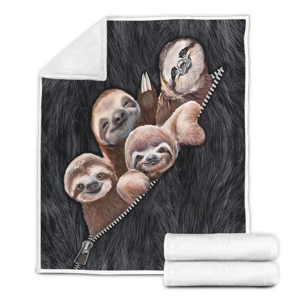 Cartoon Sloth Fleece Blanket Gift For Christmas Thanksgiving Halloween