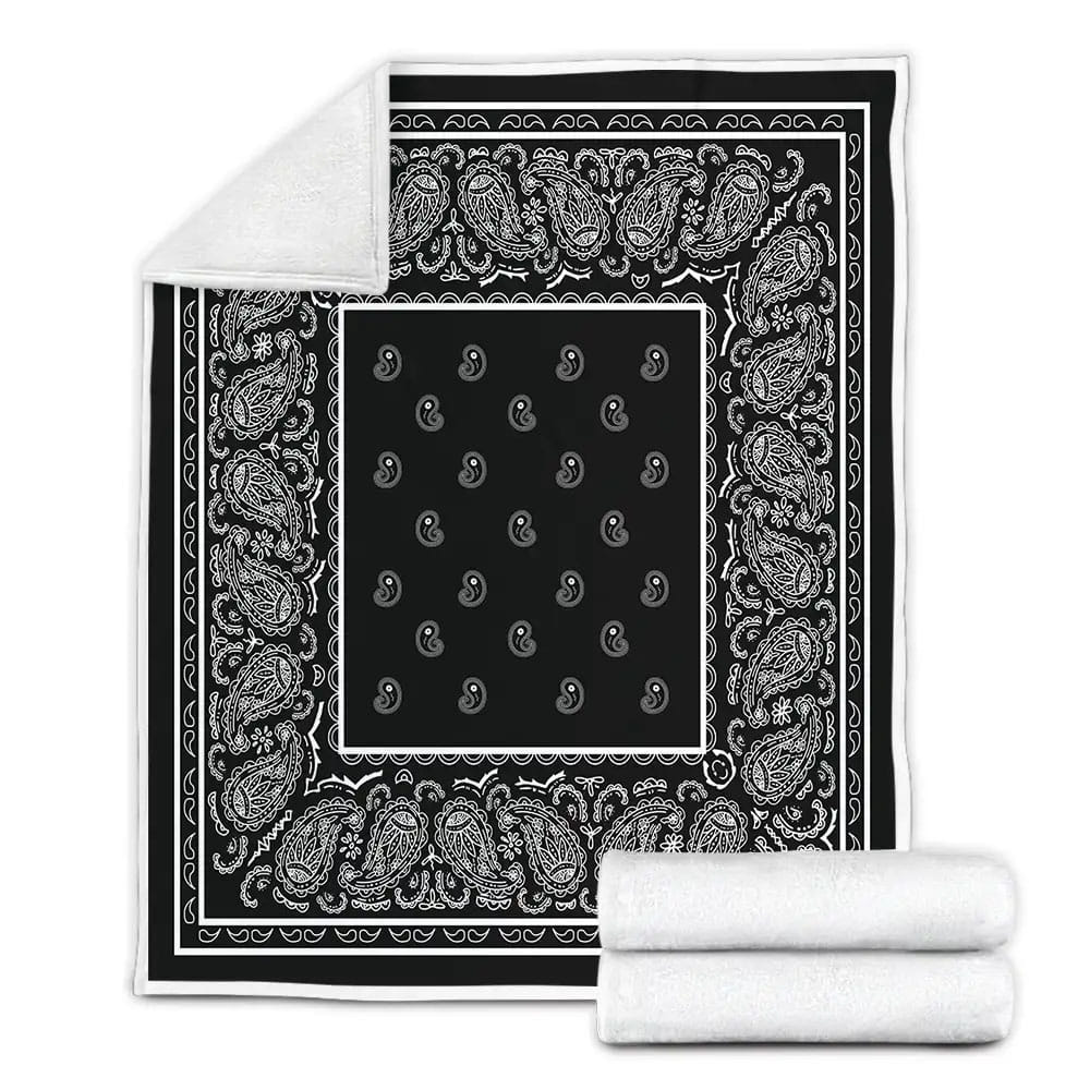 Black Bandana Fleece Blanket Gift For Christmas Thanksgiving Halloween