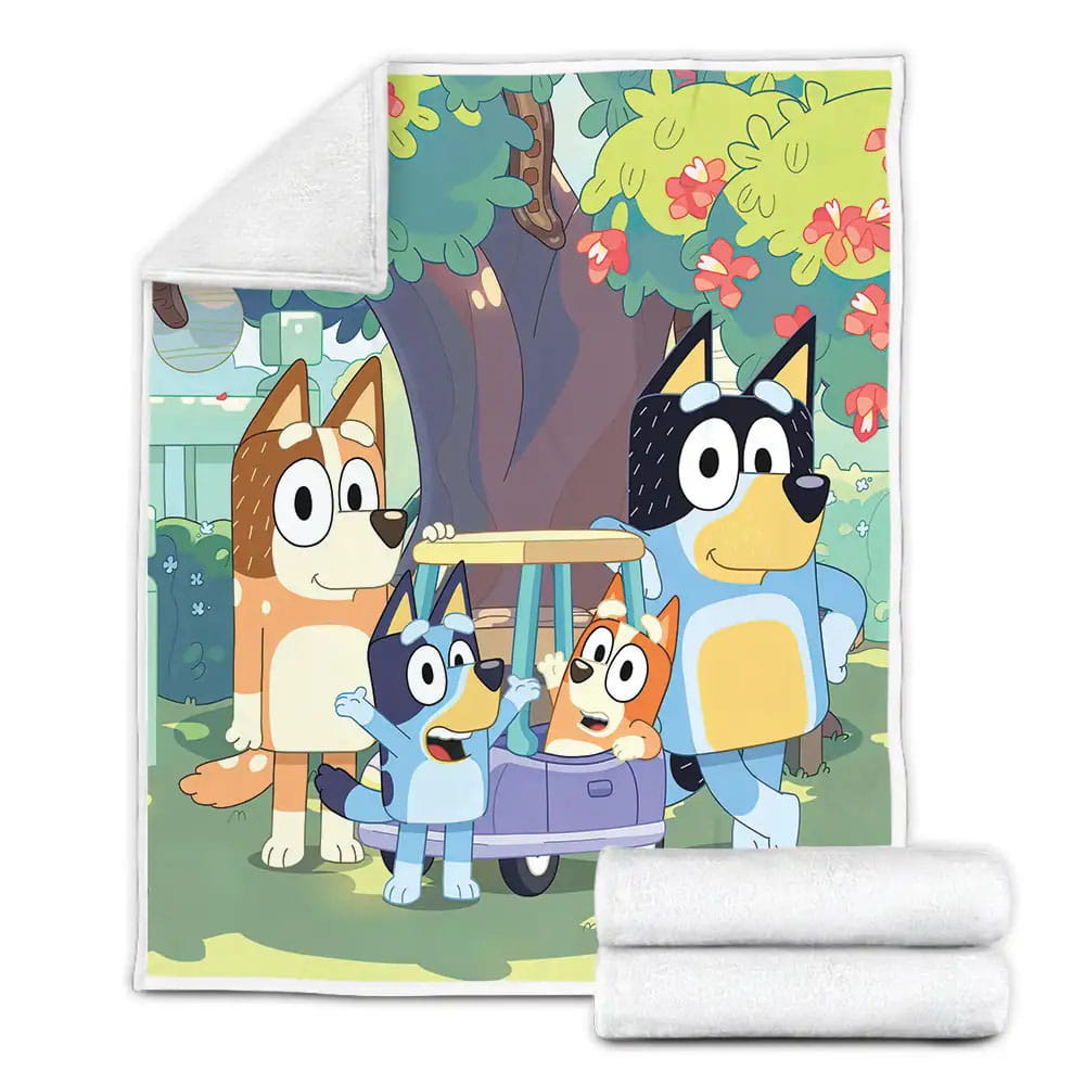 Bluey Animated Series Poster Fleece Blanket Gift For Wife Husband Besties