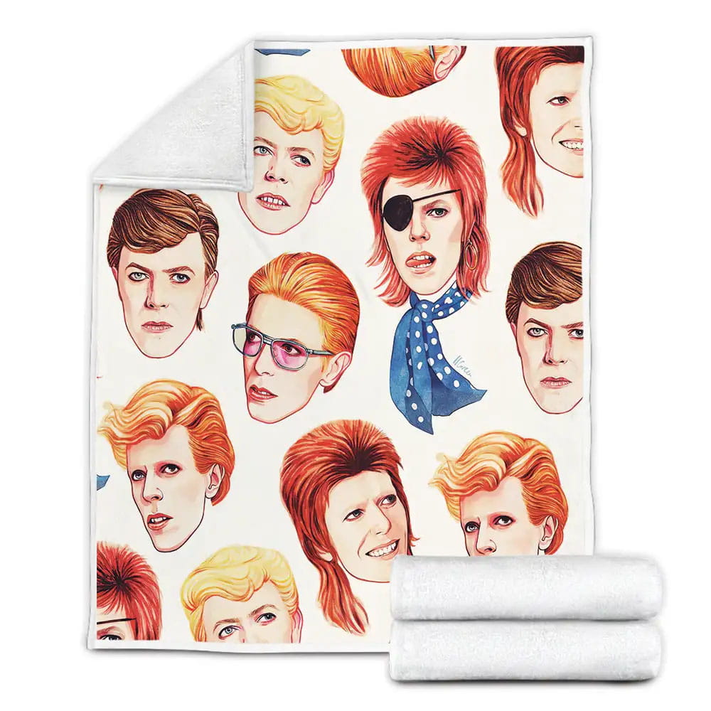 David Bowie In Different Looks Pattern Fleece Blanket Perfect 