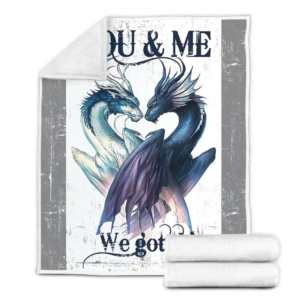 Dragon Couple Fleece Blanket Gift For Christmas Thanksgiving Halloween