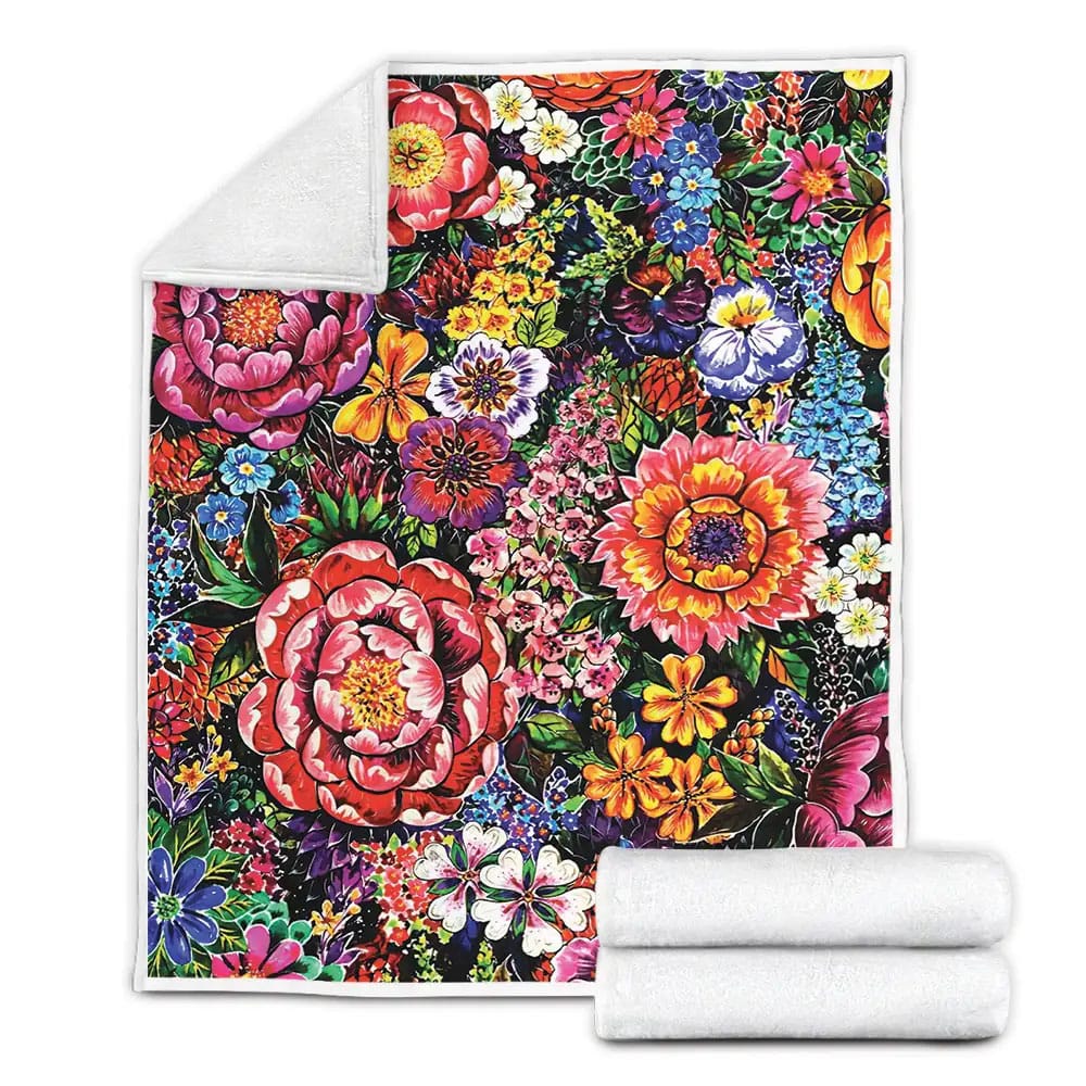 Flower Fleece Blanket Gift For Birthday Halloween Christmas Thanksgiving