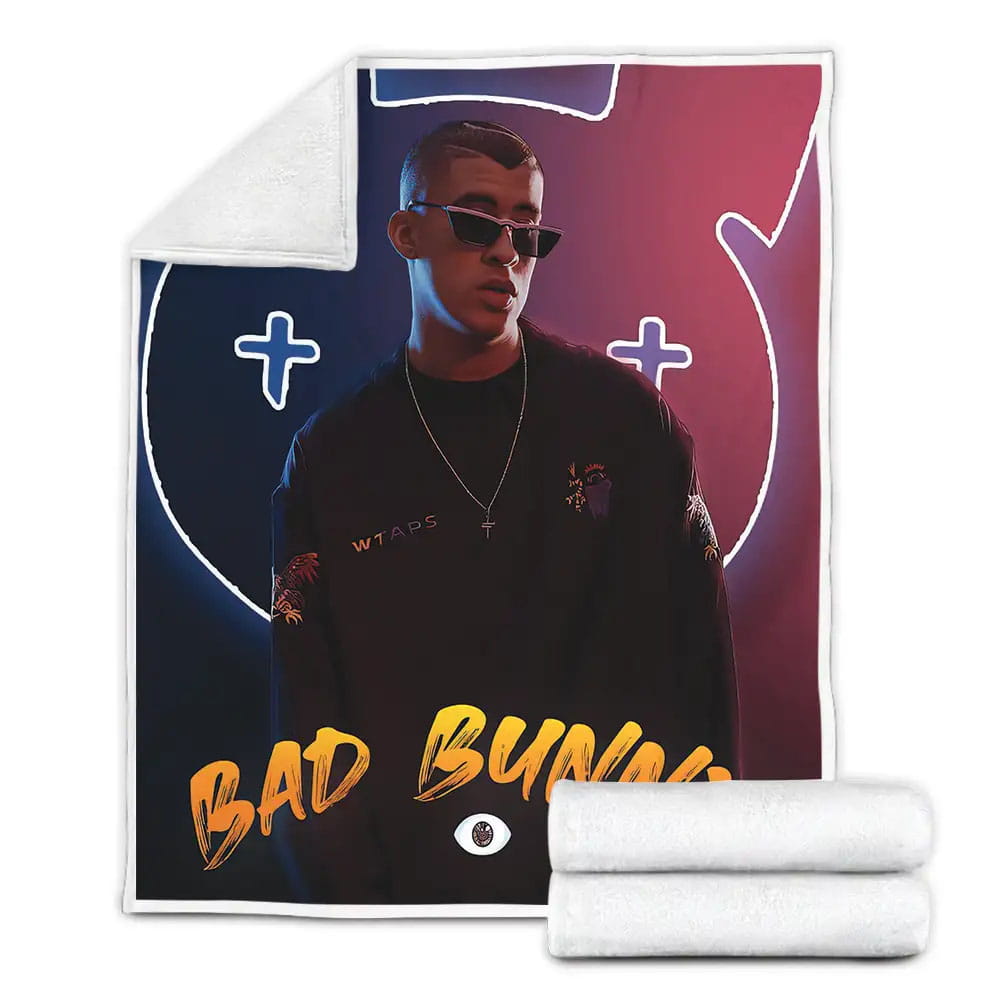Bad Bunny With Bunny And The Third Eye Fleece Blanket Perfect 