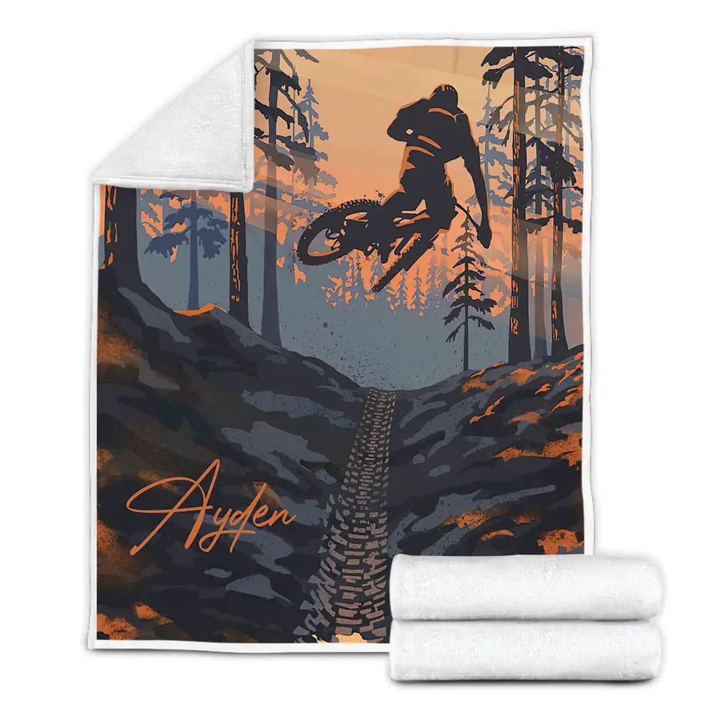 Petmytshirt Retro Style Mountain Biker Fleece Blanket Perfect 