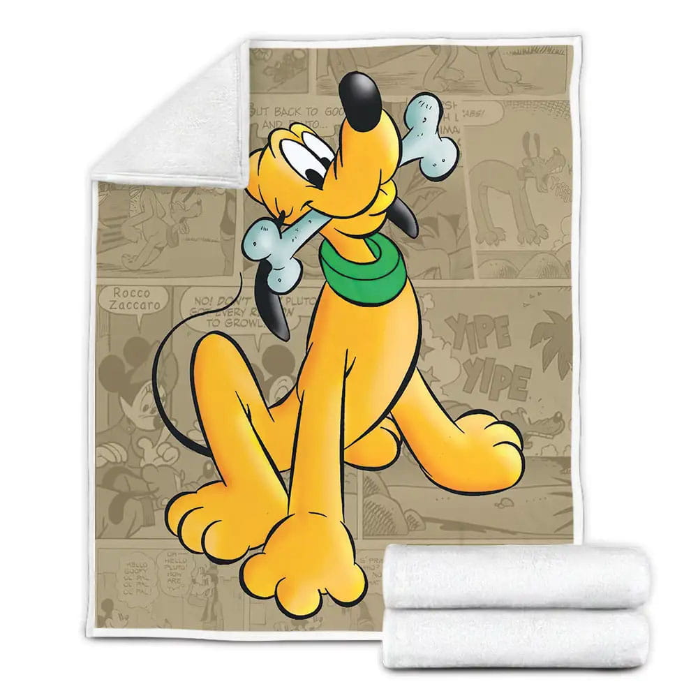 Pluto Dog Bone Fleece Blanket Gift For Christmas Thanksgiving Halloween