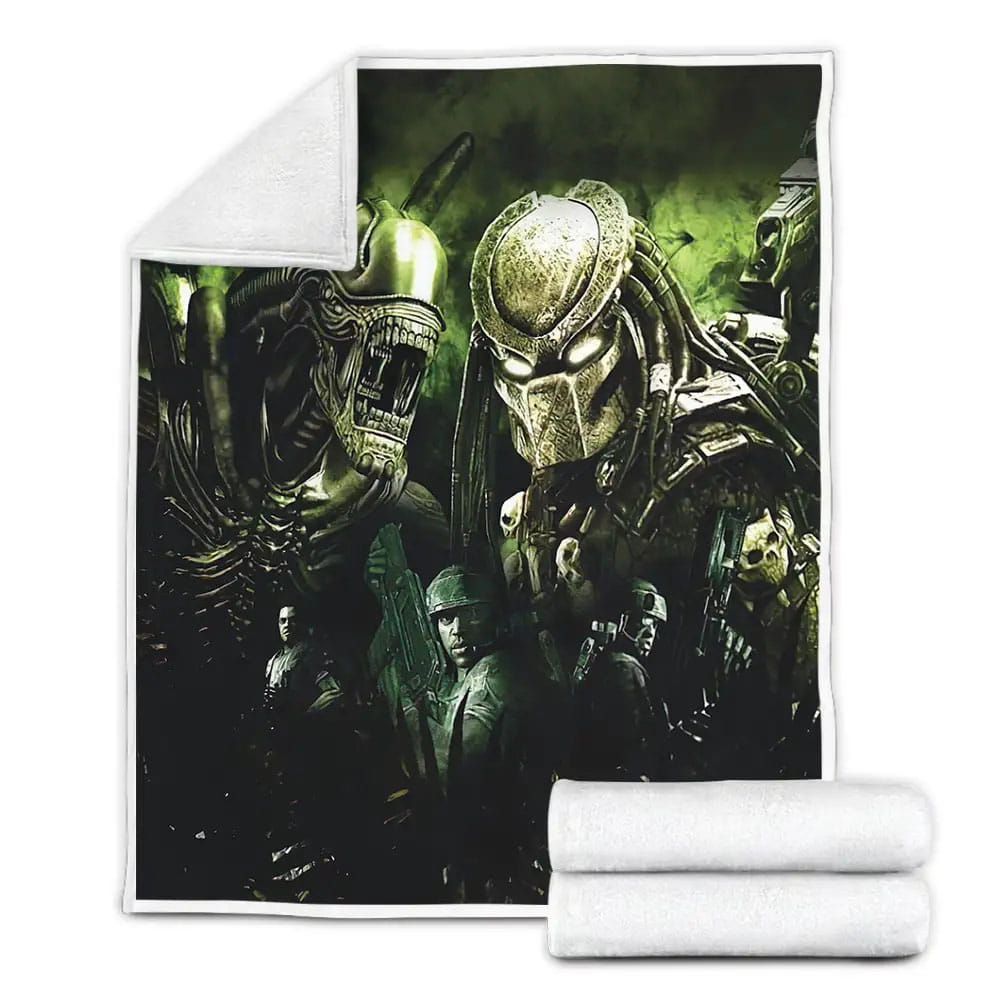 Alien Vs. Predator Combat With Monster Fleece Blanket Perfect 