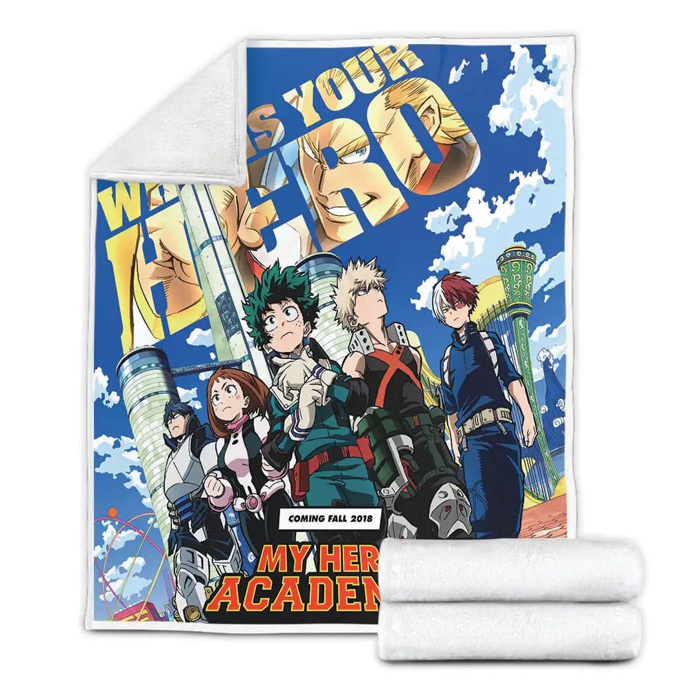 My Hero Academia Movie Poster Fleece Blanket Gift For Wife Husband Besties