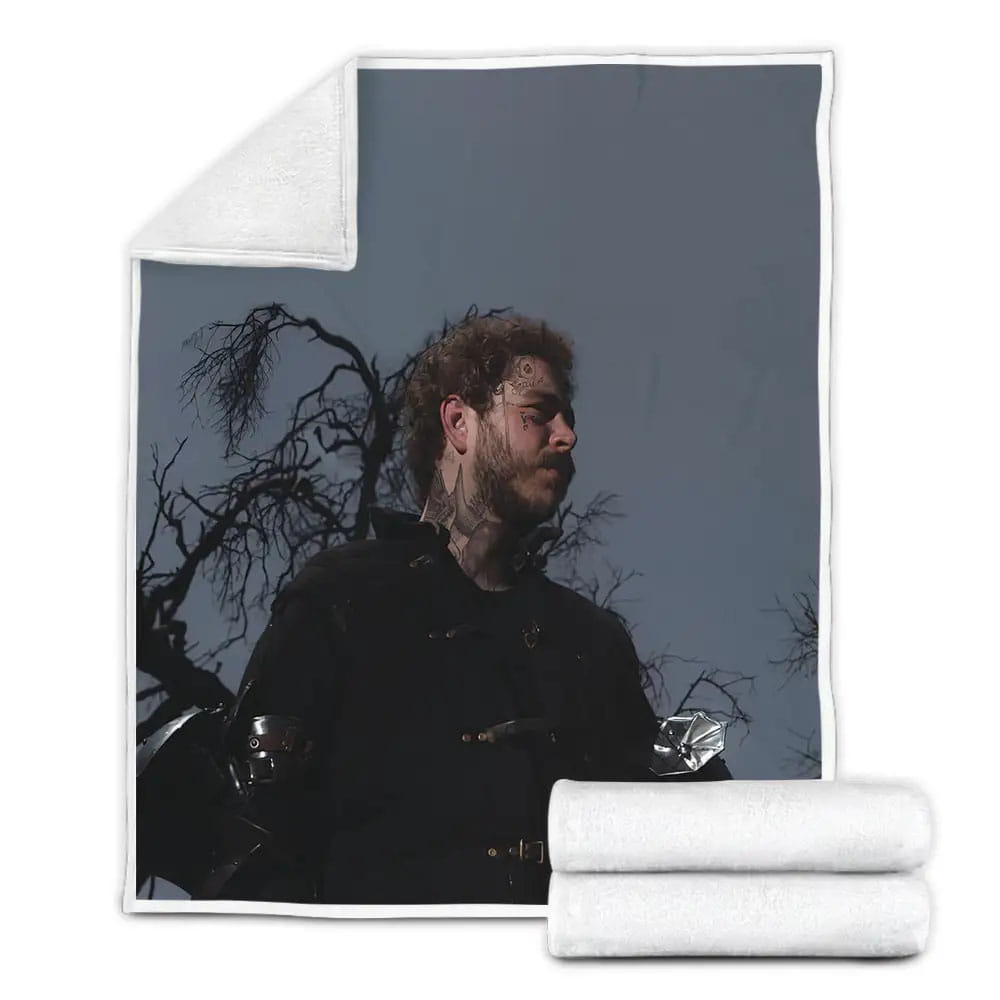 Post Malone On Set Photograph Fleece Blanket Gift For Wife Husband Besties