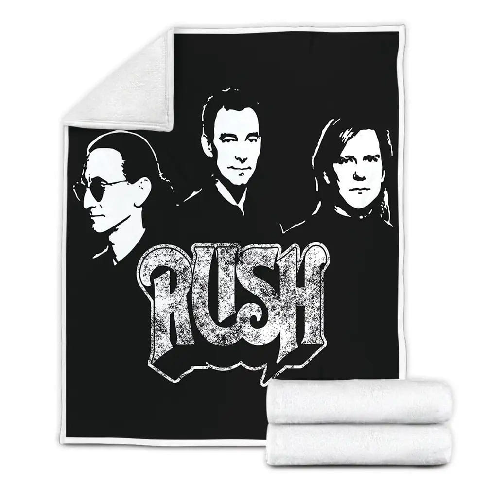 Rush Band In Black And White Illustration Fleece Blanket Perfect 