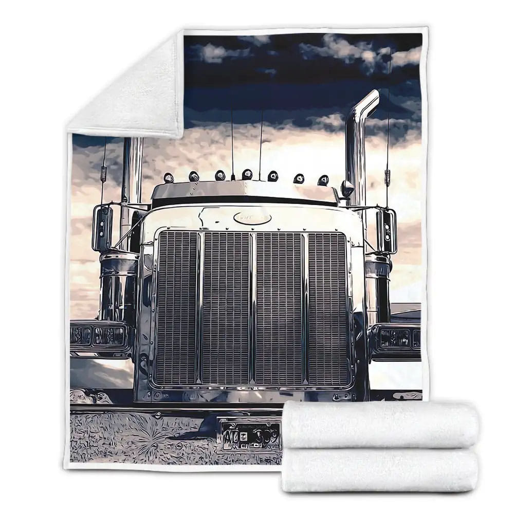 Trucker Fleece Blanket Gift For Birthday Halloween Christmas Thanksgiving