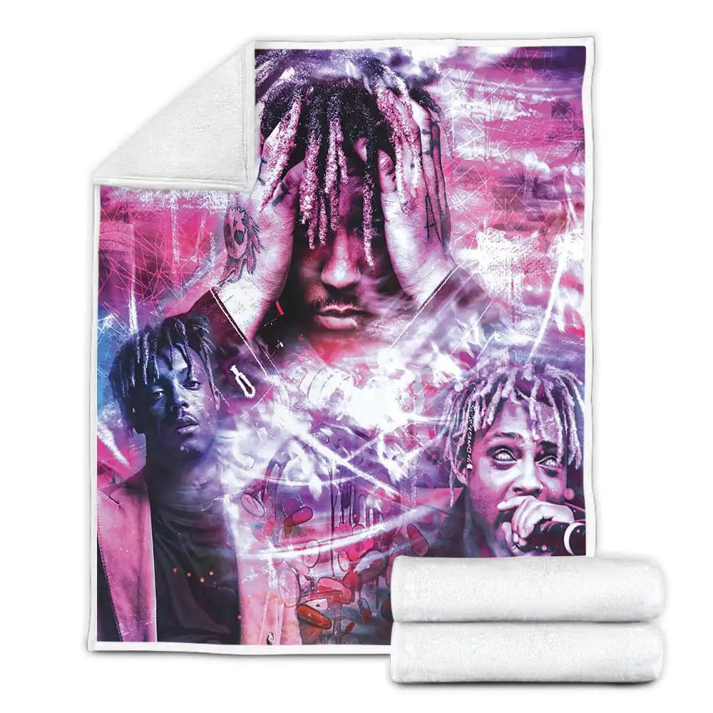 Juice Wrld Purple Digital Art Fleece Blanket Gift For Wife Husband Besties